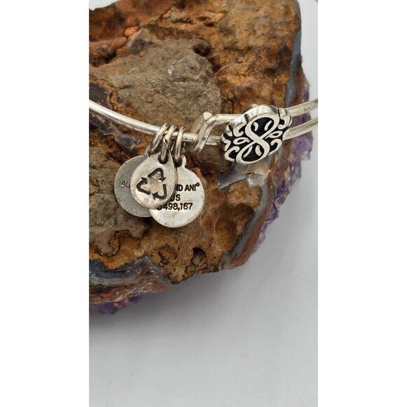 Alex and Ani Silvertone Path of Life Slide Charm Bangle Bracelet Jewelry - Picture 4 of 4
